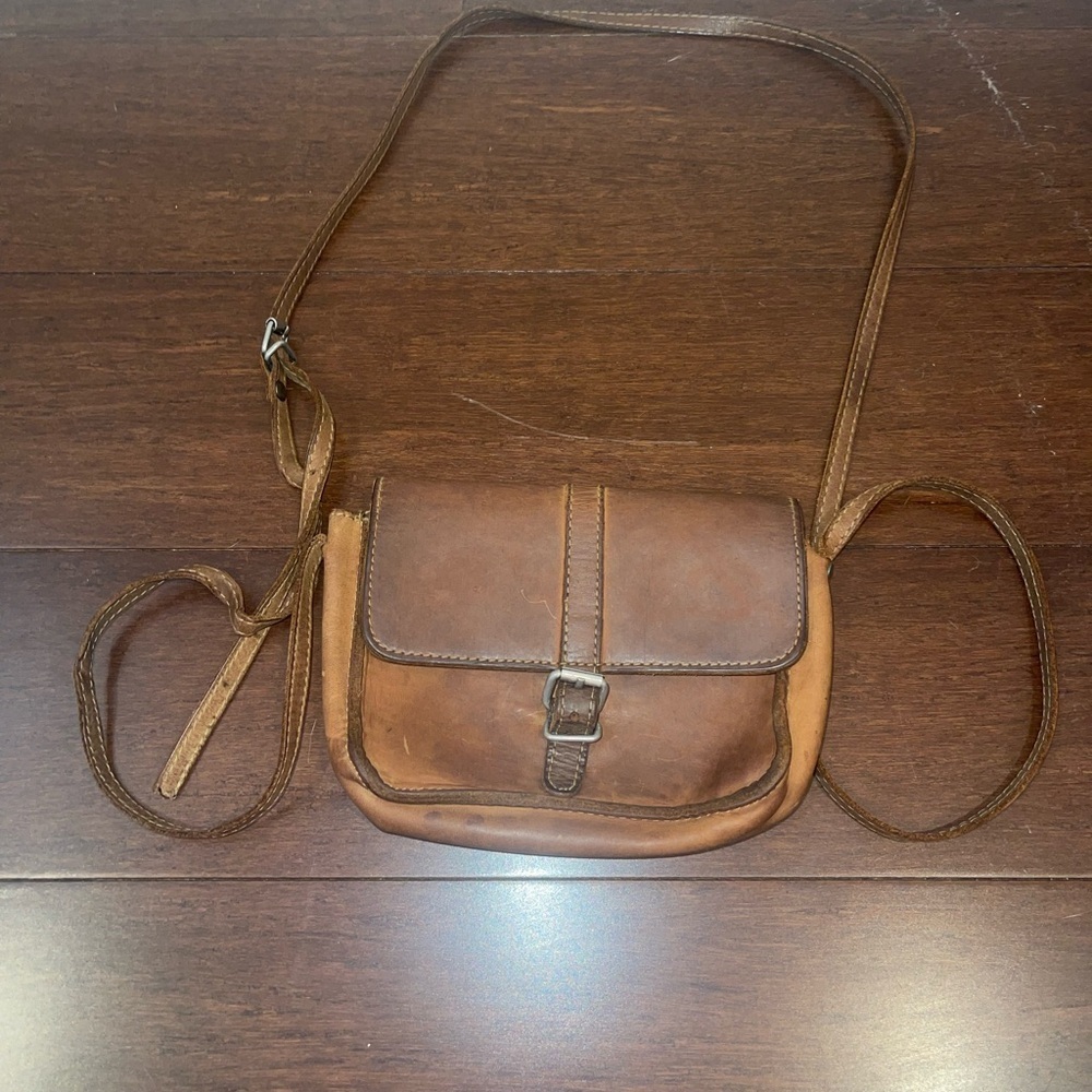 vintage retro banana republic Brown Leather small Crossbody Bag